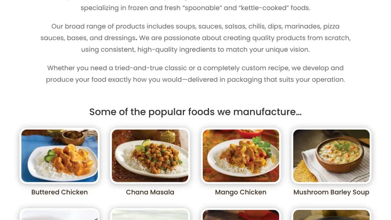 Screenshot: the Victory's Kitchen website.