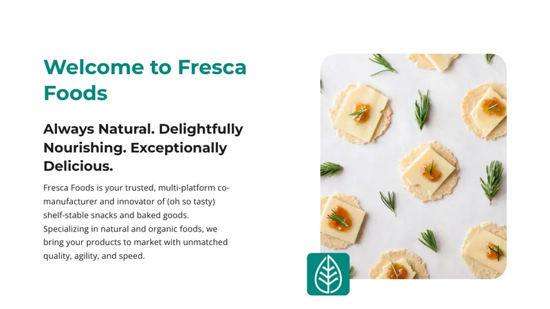 Screenshot: the Fresca Foods Inc. website.