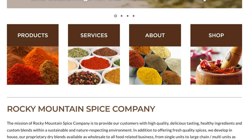 Screenshot: the Rocky Mountain Spice Co website.