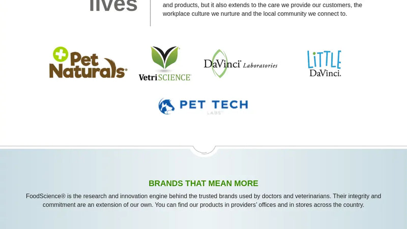 Screenshot: the Food Science Corporation website.