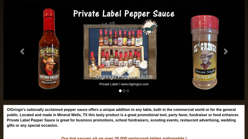 Screenshot: the Old Fashioned Foods website.