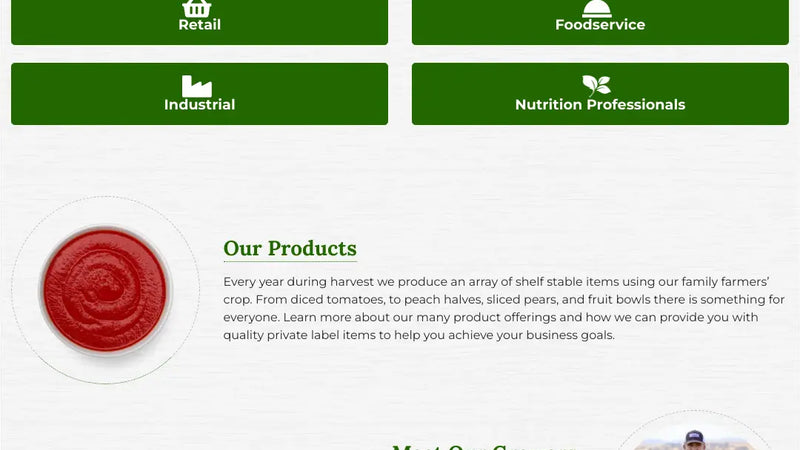 Screenshot: the Pacific Grain & Foods website.