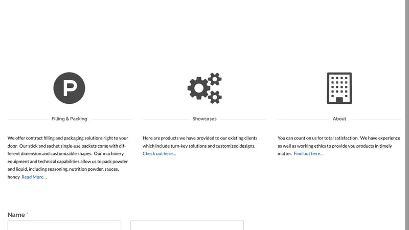 Screenshot: the HTT Packaging & Design website.