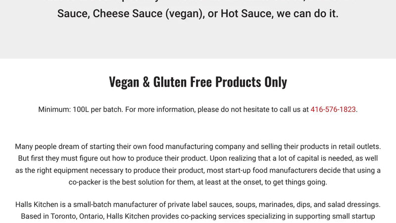 Screenshot: the Hall's Kitchen website.