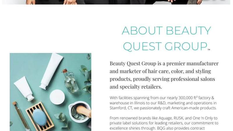 Screenshot: the Beauty Quest Group website.