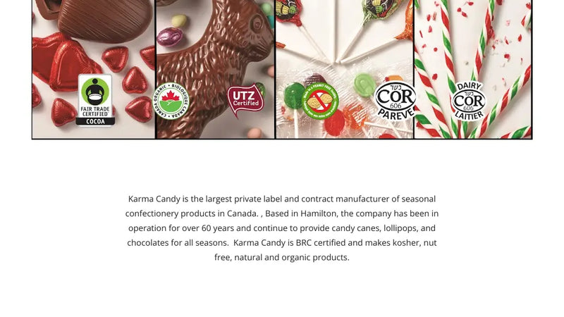 Screenshot: the Karma Candy website.