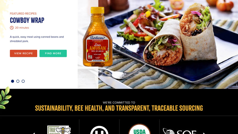 Screenshot: the Burleson's Honey Inc. website.