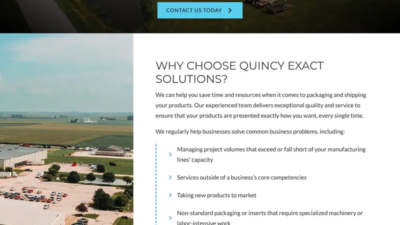 Screenshot: the Quincy Exact Solutions website.