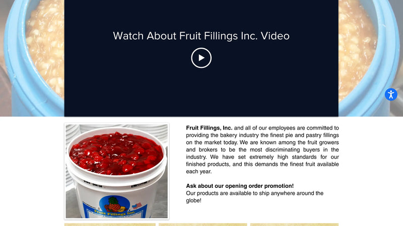 Screenshot: the Fruit Fillings Inc website.
