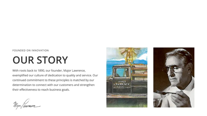 Screenshot: the Lawrence Foods, Inc. website.