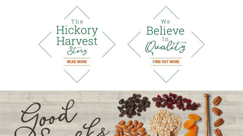 Screenshot: the Hickory Harvest Foods website.