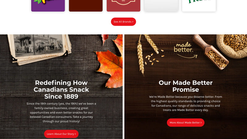 Screenshot: the Dare Foods website.
