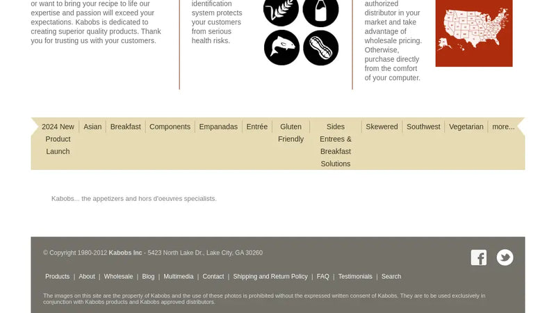 Screenshot: the Kabobs, Inc. website.