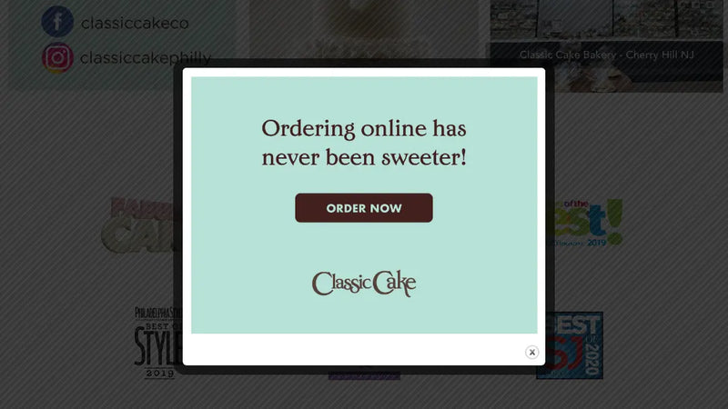 Screenshot: the Classic Cake website.