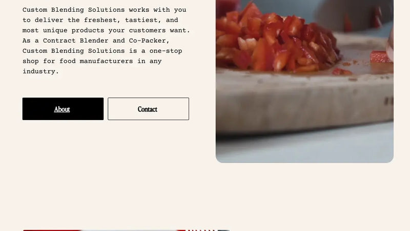 Screenshot: the Custom Blending Solutions website.