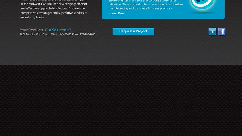 Screenshot: the Continuum Packing website.