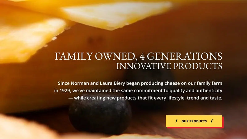 Screenshot: the Biery Cheese website.