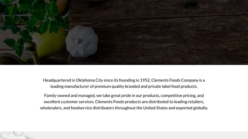 Screenshot: the Clements Foods website.