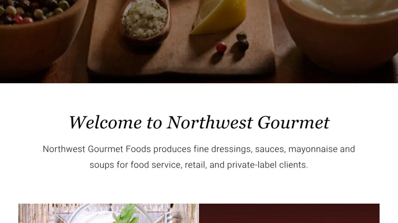 Screenshot: the NW Gourmet Foods website.
