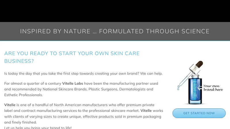 Screenshot: the Vitelle Labs website.