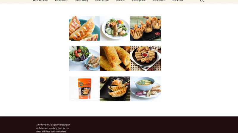 Screenshot: the Amy Foods website.