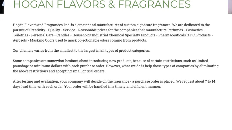 Screenshot: the Hogan Fruit & Flavor website.