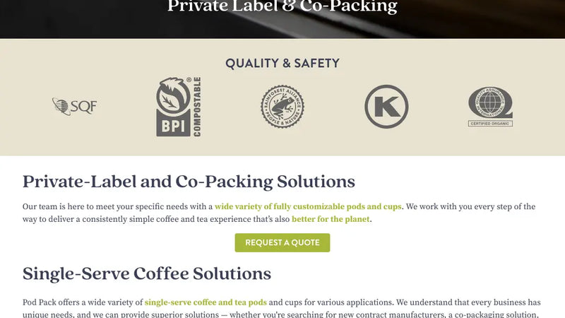 Screenshot: the Pod Pack International, LLC website.