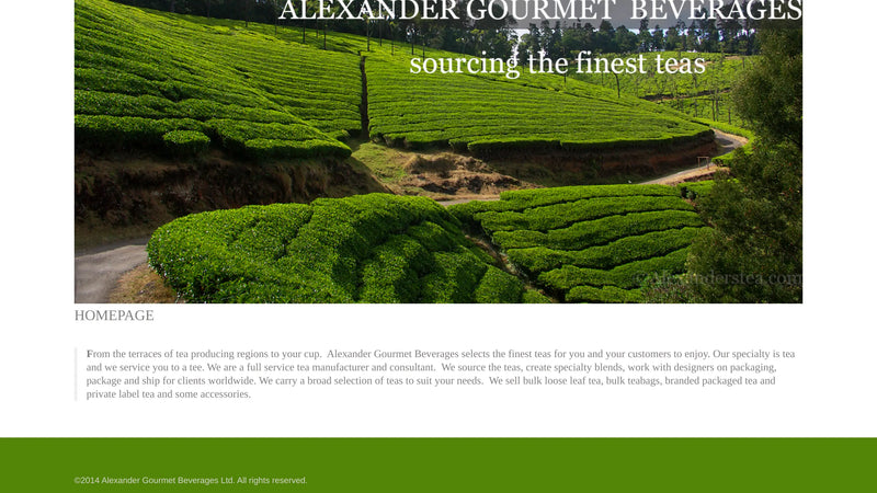 Screenshot: the Alexander Gourmet Beverages website.