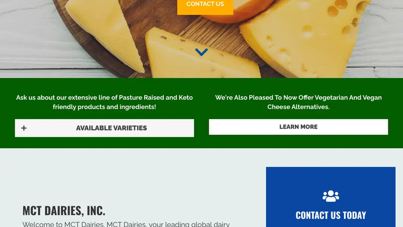 Screenshot: the MCT Dairies, Inc. website.