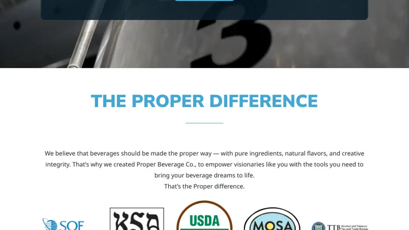 Screenshot: the Proper Beverage Co. website.