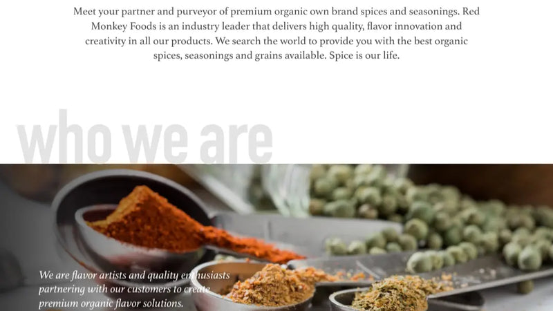 Screenshot: the Red Monkey Foods website.