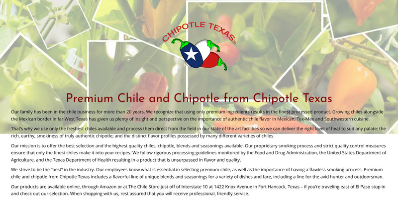 Screenshot: the Chipotle Texas website.