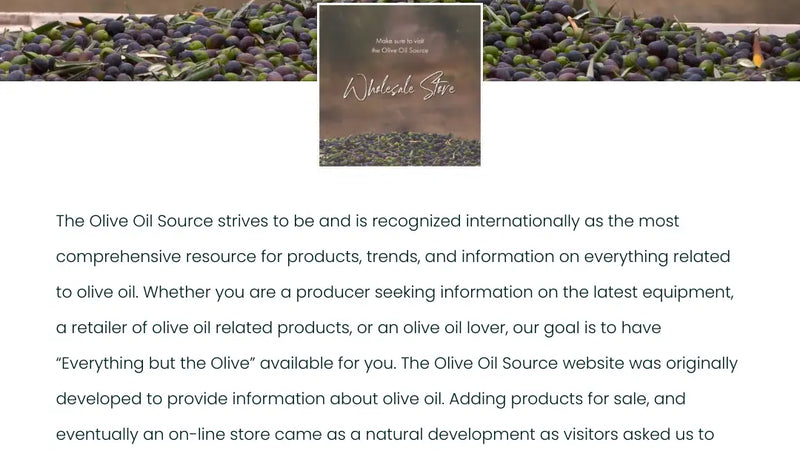 Screenshot: the Olive Oil Source website.