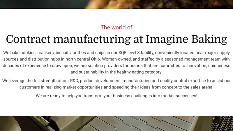 Screenshot: the Imagine Baking website.