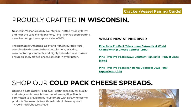 Screenshot: the Pine River Pre-Pack, Inc. website.