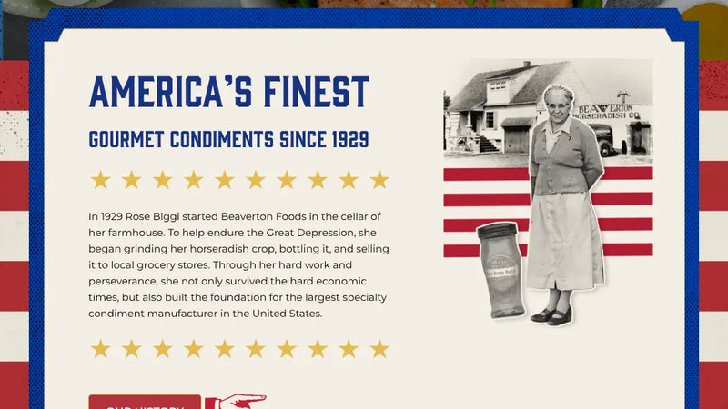 Screenshot: the Beaverton Foods website.