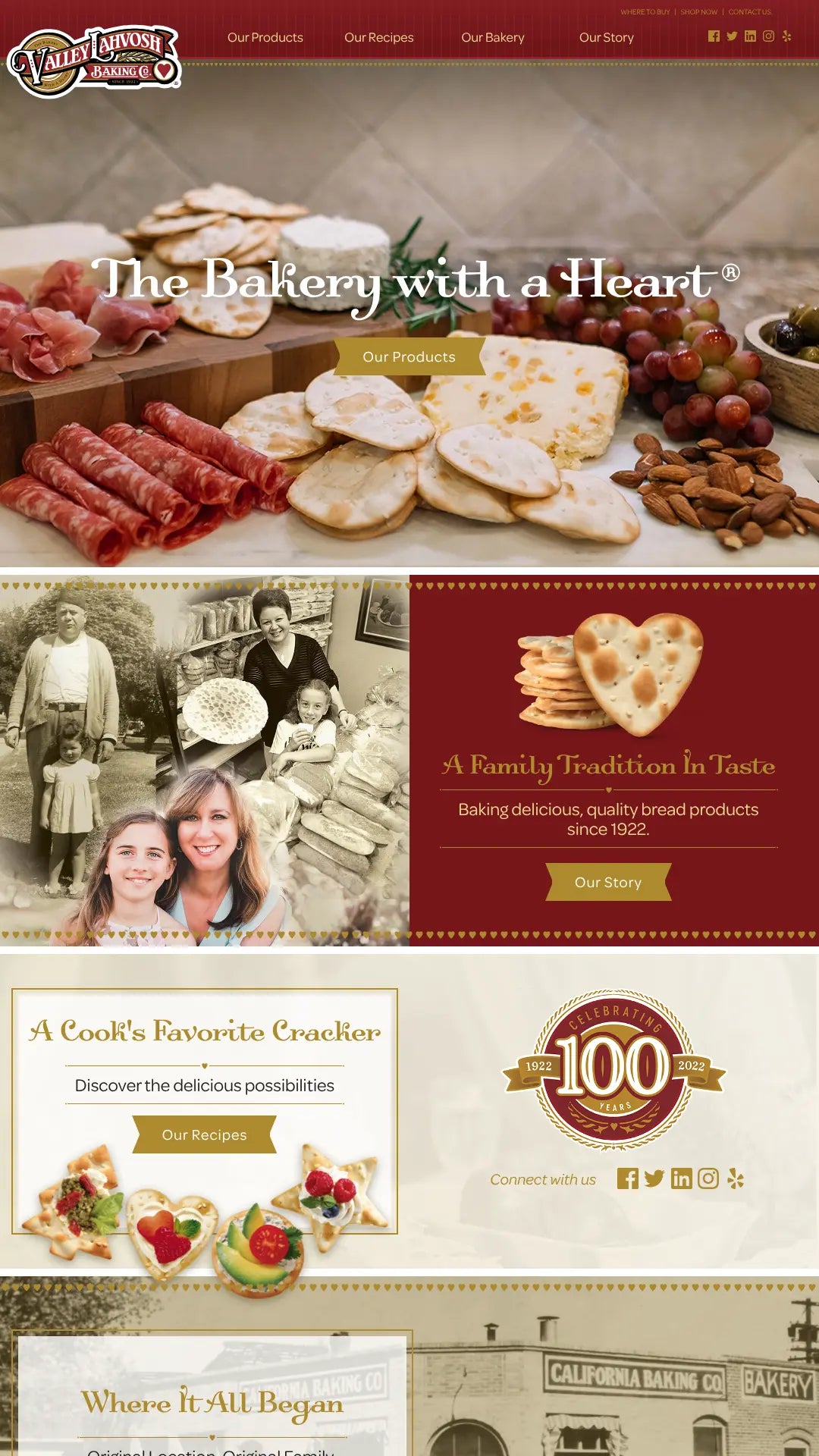 Screenshot: the Valley Lahvosh Bakery website.