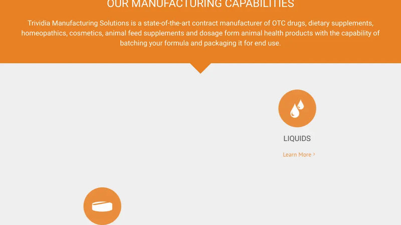 Screenshot: the Trividia Manufacturing Solutions, Inc. website.