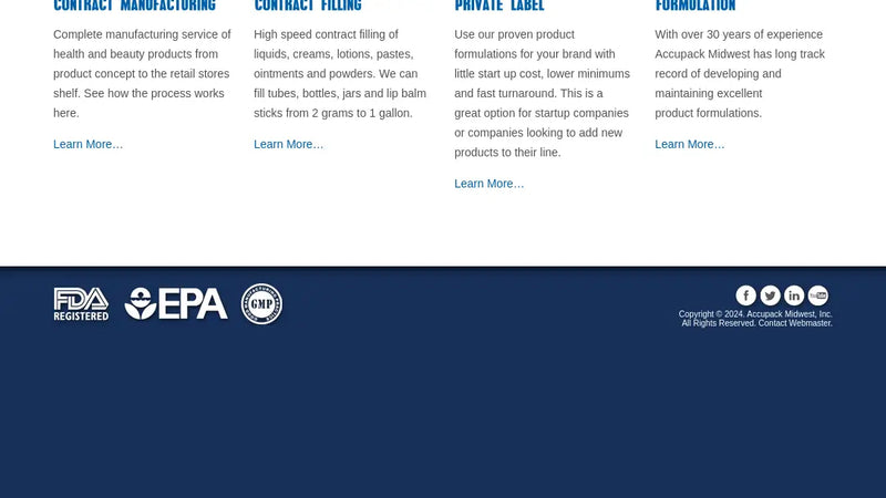 Screenshot: the AccuPack Midwest website.