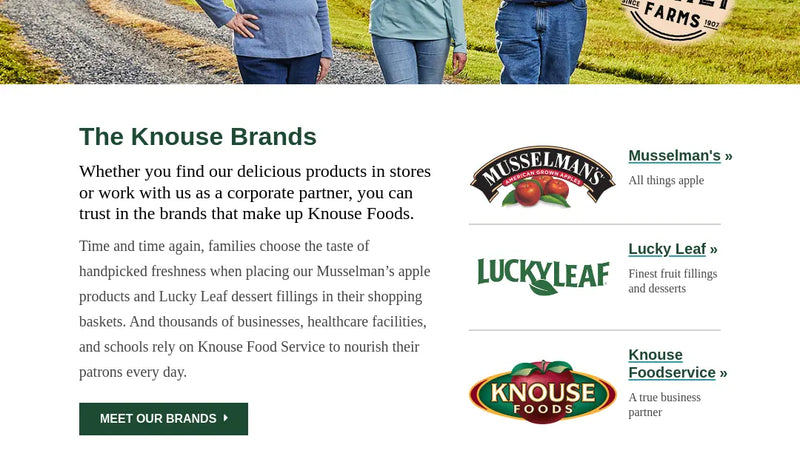 Screenshot: the Knouse Foods website.