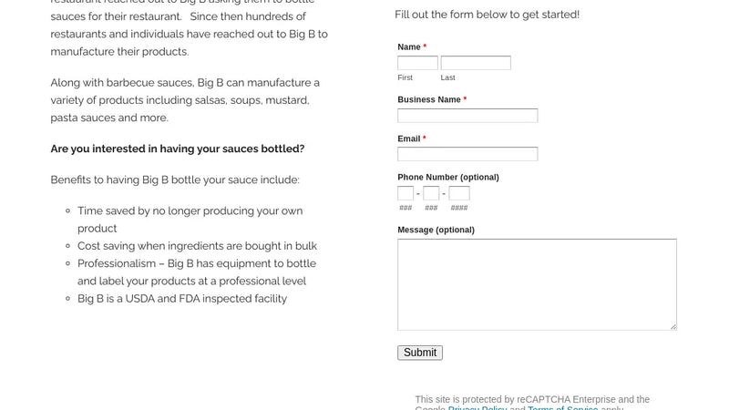 Screenshot: the Big B Distributors website.