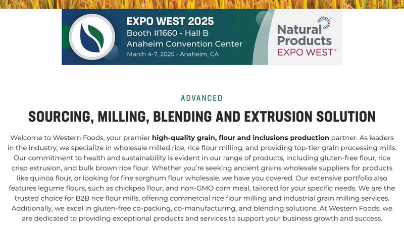 Screenshot: the Western Foods Co website.