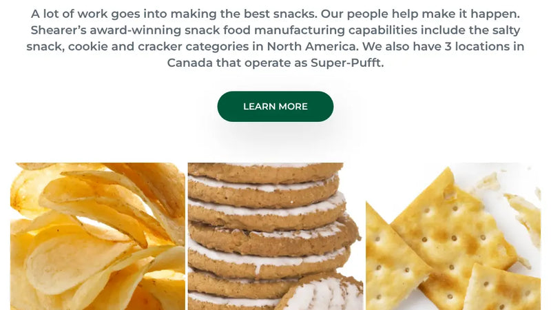 Screenshot: the Shearer's Foods website.