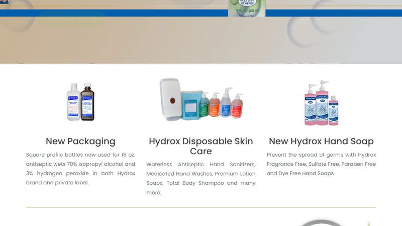 Screenshot: the Hydrox Laboratories website.