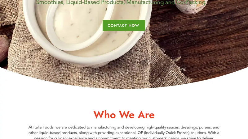 Screenshot: the Italia Foods website.