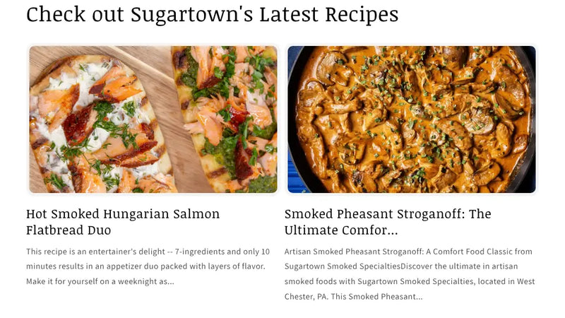 Screenshot: the Sugartown Smoked Specialties website.