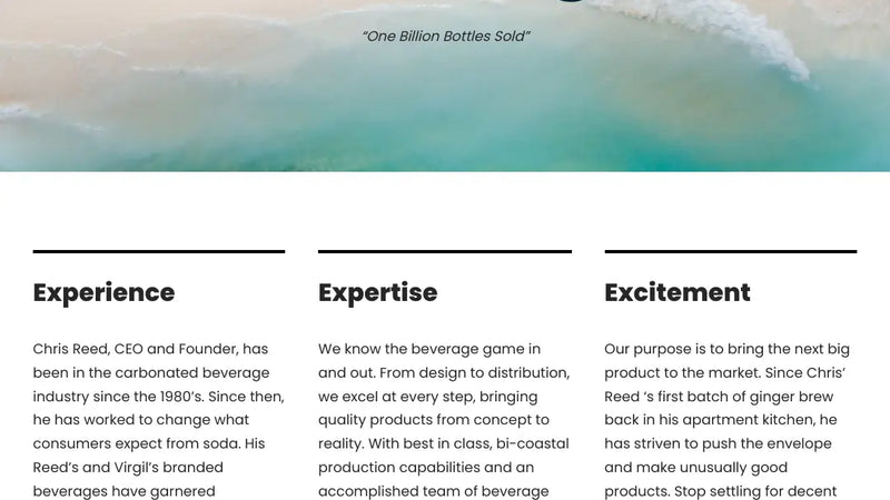 Screenshot: the California Custom Beverage website.