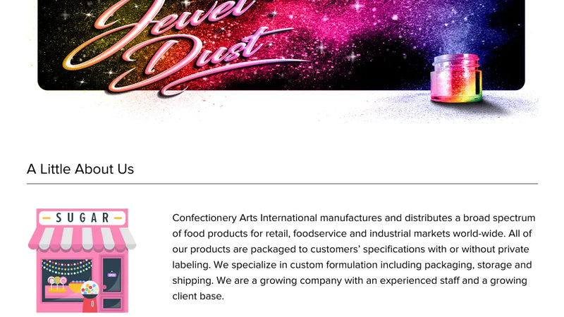 Screenshot: the Confectionery Arts International LLC website.