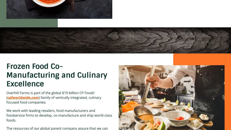 Screenshot: the Overhill Farms website.
