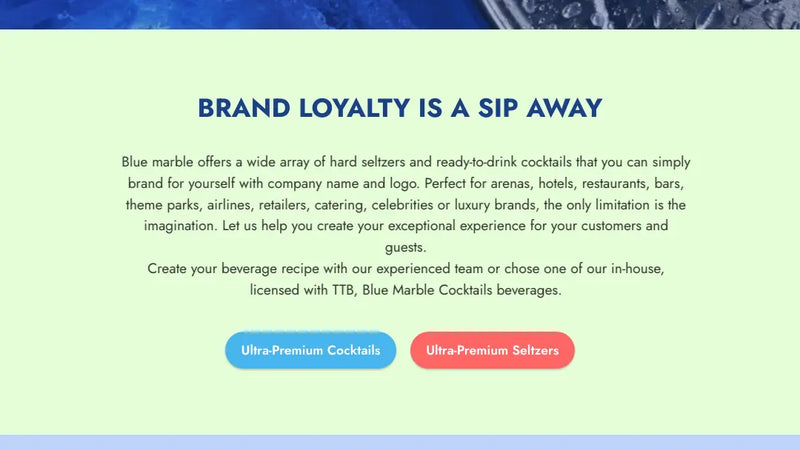 Screenshot: the Blue Marble Productions website.